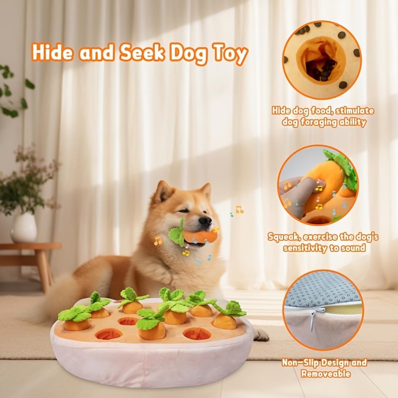 Large Dog Durable Carrot Pull Plush Puzzle Toy
