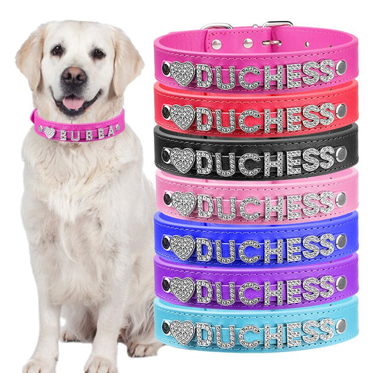 Gift-ready Leather Collar Name Plate