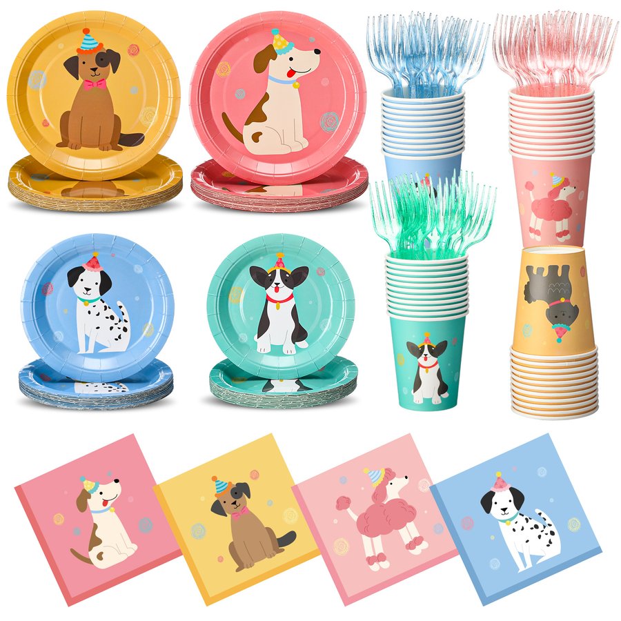 Photo Prop Dog Party Plates Cups