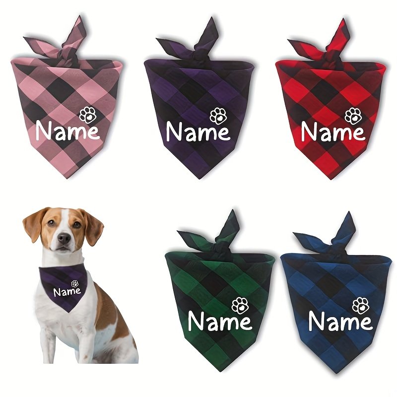 Custom Name Plaid Dog Bandana